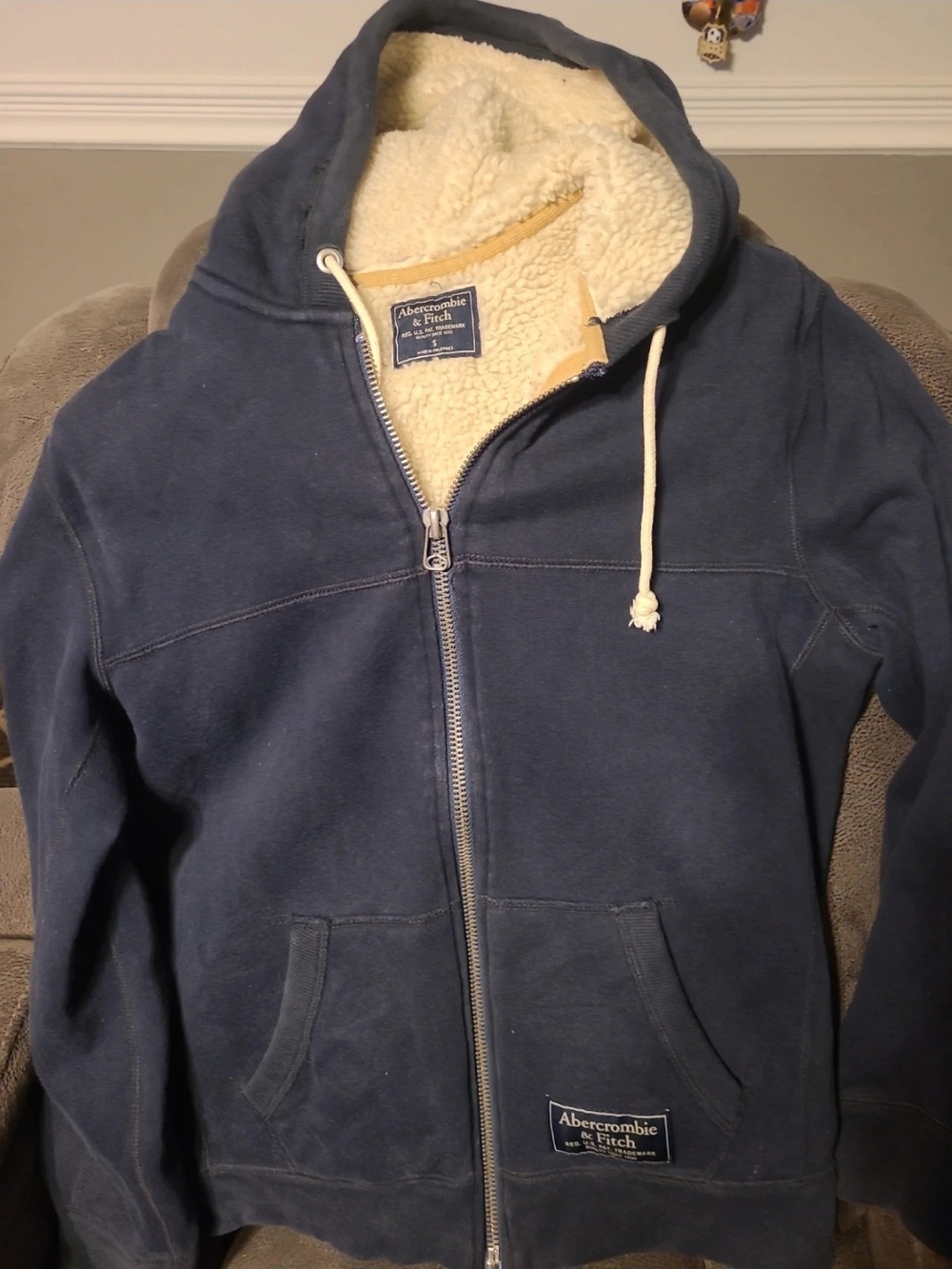 Abercrombie & Fitch Navy Sherpa-Lined Zip Jacket